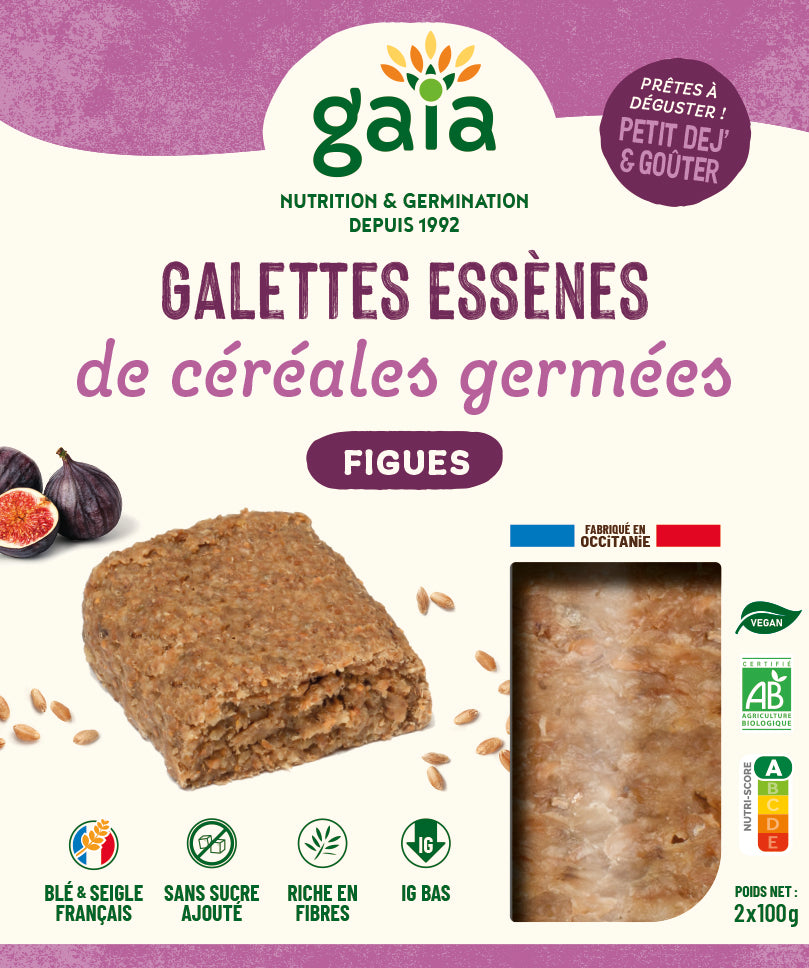 Gaia -- Galettes Essènes de céréales germées figues - 2x100 g x4
