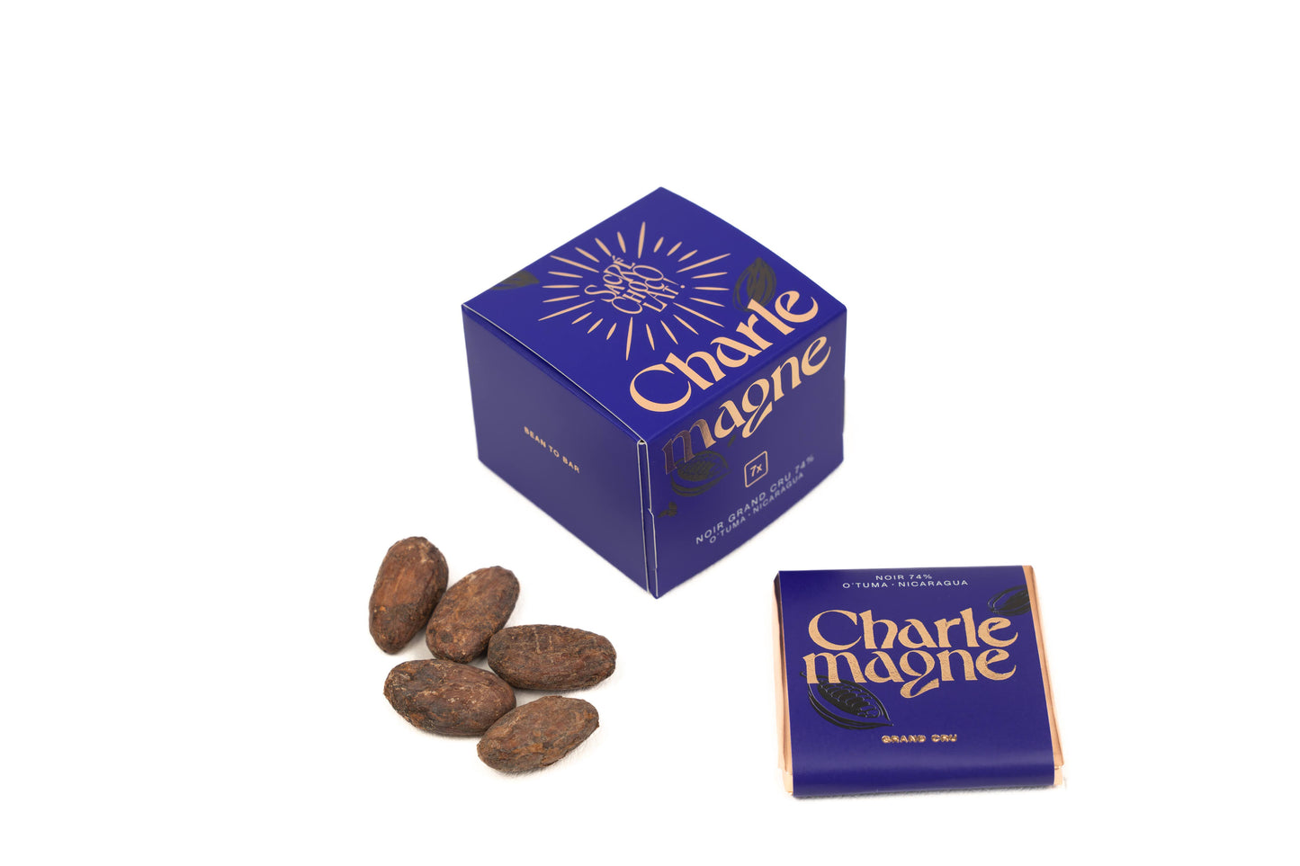 Charlemagne Chocolatiers -- Semainier noir grand cru o'tuma - 7 carrés de chocolat