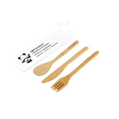 Cap Bambou -- Kit de 3 couverts (fourchette + couteau + cuillère)