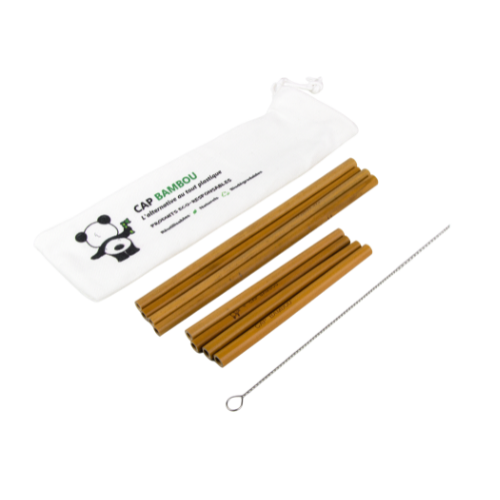 Cap Bambou -- Kit pailles mix (4 pailles 20cm + 4 pailles 13cm + 1 goupillon) Vrac - 55g