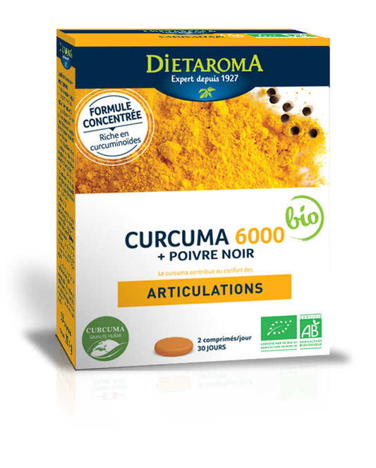 Dietaroma -- Curcuma 6000 & poivre noir bio - 60 comprimés