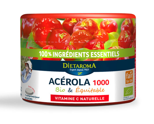 Dietaroma -- Acerola 1000 goût cassis format eco - 60 comprimés