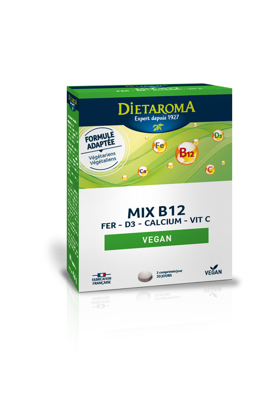 Dietaroma -- Mix b12 vegan (fer, vit. d3, calcium et vitamine c) - 60 comprimés