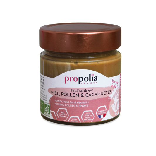 Propolia -- Pat'a'tartiney bio miel, pollen et puree de cacahuetes - 250g