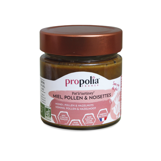 Propolia -- Pat'a'tartiney bio miel, pollen et puree de noisettes - 250g